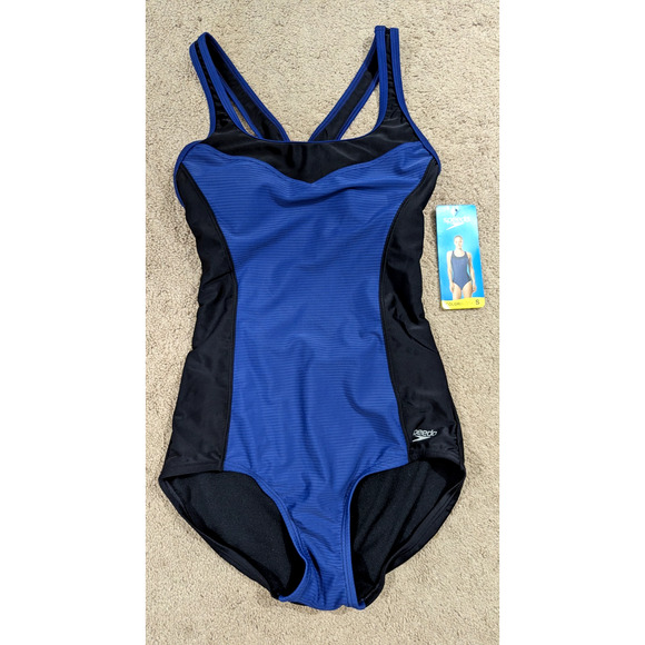 New Speedo sz S One Piece Swimsuit blue harmony very thinly padded swim 3624 - Picture 1 of 4